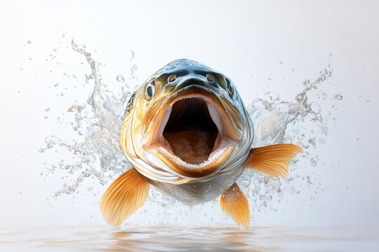 Watercolor of a fish being flipped with light, airy colors, creating a fresh, delicate look to capture the essence of cooking seafood