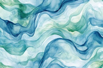 Obraz premium A dynamic abstract watercolor pattern with swirling shades of blue and green, creating a fluid, ocean-inspired design perfect for beachwear, wallpapers, or interior design accents