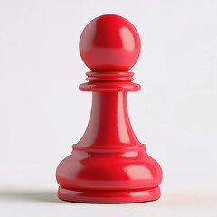 A red wooden chess pawn on a white background.