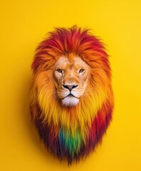 A superstar lion, anthropomorphic, vibrant colors, half body portrait photo, fashionable