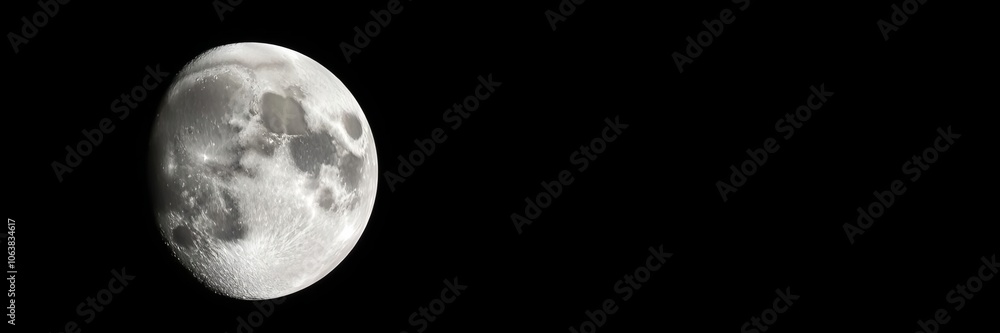 Wall mural a stunning close-up of the moon with craters and shadows on the surface, space, satellite