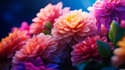 A close-up shot of colorful Dahlia flowers, showcasing their delicate petals and vibrant hues, evoking feelings of beauty, nature, and growth.