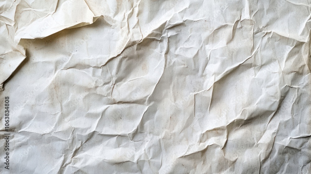 Poster a close-up view of crumpled, aged paper with a textured surface.