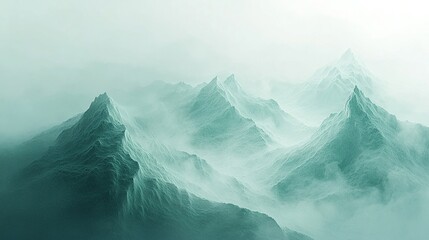 Minimalist abstract green mountain landscape.