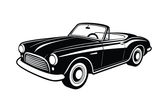 black convertible car, retro style, side view clip art preview