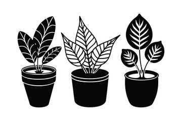 Elegant Flower and Leaves Set - Minimalist Botanical Vector Illustration for Floral Decor, Garden Art & Natural Design