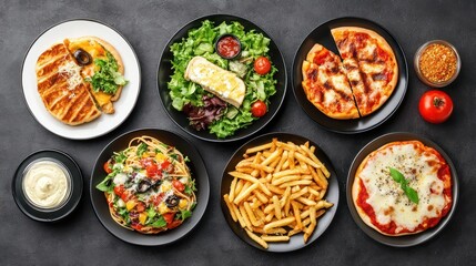 High-Resolution Diverse Food Plate Collection Isolated for Marketing