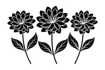 Elegant Flower and Leaves Set - Minimalist Botanical Vector Illustration for Floral Decor, Garden Art & Natural Design