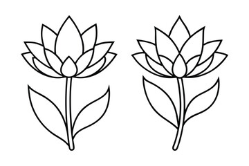 Elegant Flower and Leaves Set - Minimalist Botanical Vector Illustration for Floral Decor, Garden Art & Natural Design