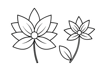 Elegant Flower and Leaves Set - Minimalist Botanical Vector Illustration for Floral Decor, Garden Art & Natural Design