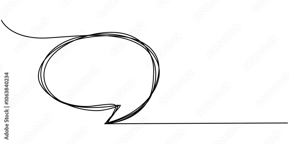 Poster speech bubble in one line drawing. dialogue chat cloud in simple linear style. editable stroke. dood