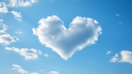 Heart-shaped clouds enchant the blue sky with love and joy