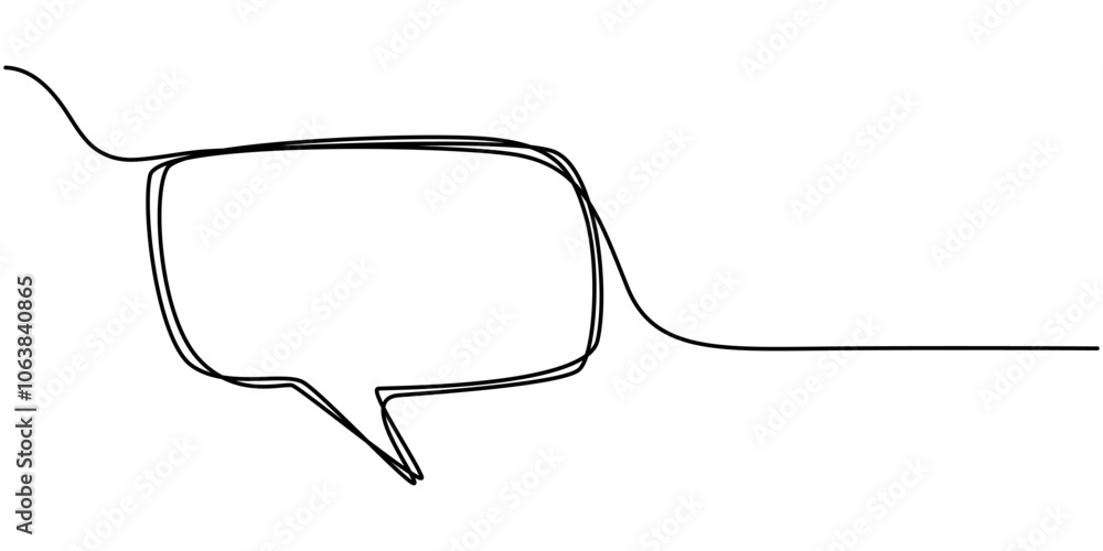 Poster speech bubble in one line drawing. dialogue chat cloud in simple linear style. editable stroke. dood