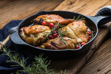 Roasted chicken for Thanksgiving or Christmas holiday dinner