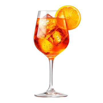 Highly realistic advertising photo of a aperol spritz cocktail isolated on transparent background
