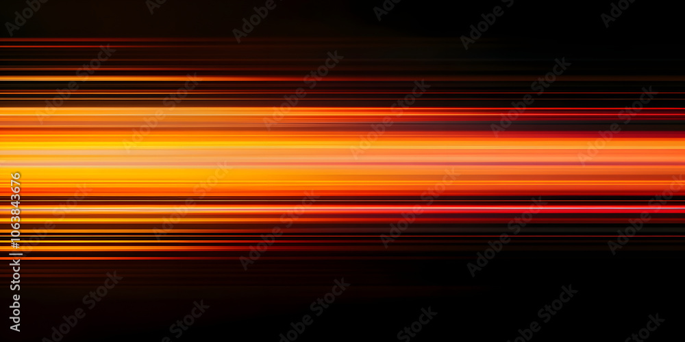 Poster the effect of orange light in fast motion on a black background. blurred abstract background with lo