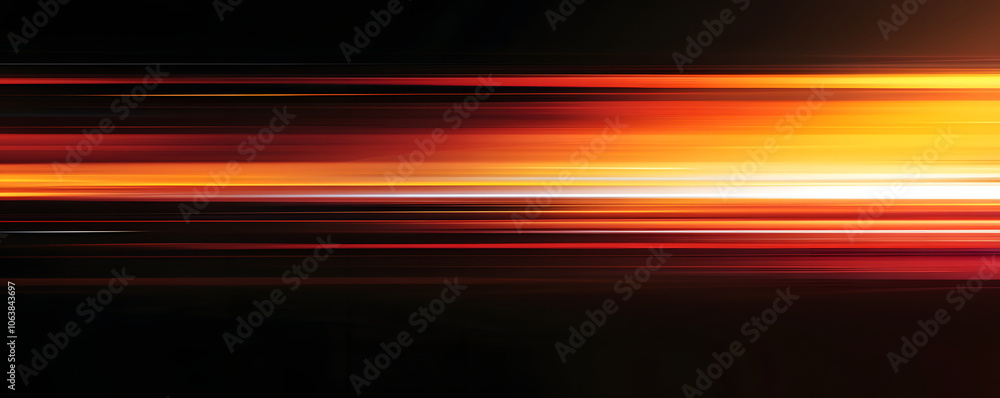 Poster the effect of orange light in fast motion on a black background. blurred abstract background with lo