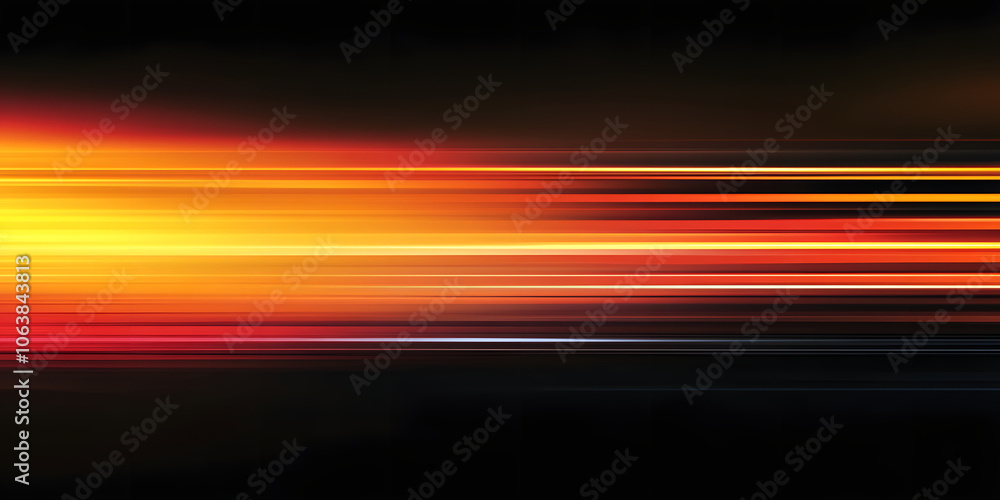 Poster the effect of orange light in fast motion on a black background. blurred abstract background with lo