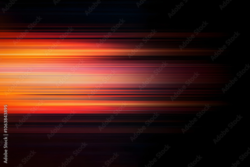 Poster the effect of orange light in fast motion on a black background. blurred abstract background with lo
