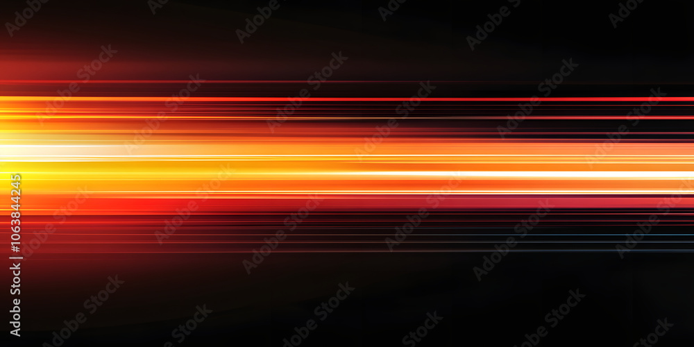 Poster the effect of orange light in fast motion on a black background. blurred abstract background with lo