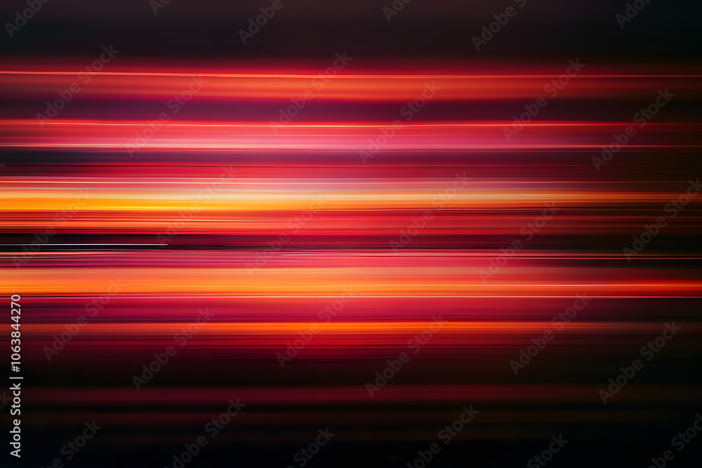 Poster the effect of red light in fast motion on a black background. blurred abstract background with long 