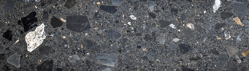 Close-up of a Black and Gray Speckled Terrazzo Surface