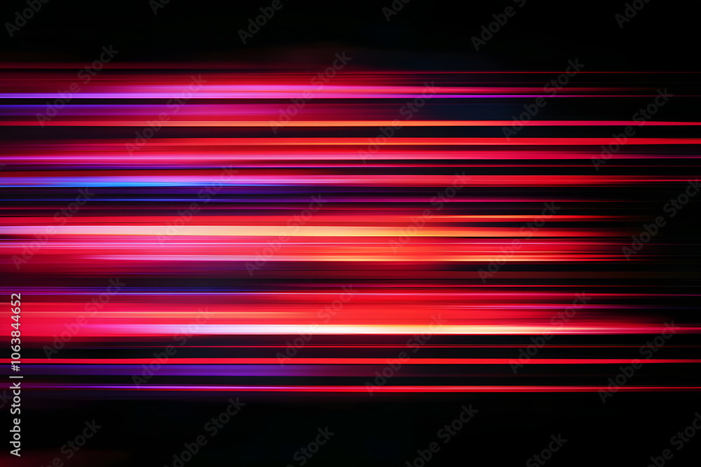 Poster the effect of red light in fast motion on a black background. blurred abstract background with long 