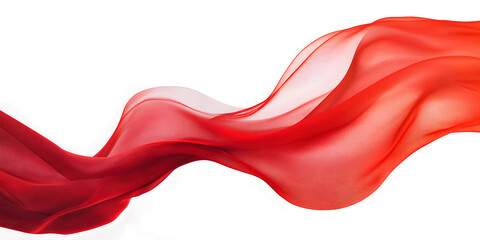 wave red silk fabric. 3d. material. texture. fluttering translucent fabric isolated on transparent background