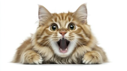 Obraz premium This adorable cat expresses surprise while resting comfortably on a soft surface