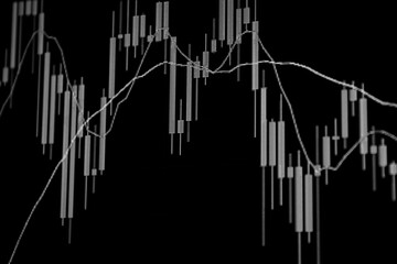 Analysis of exchanges on the stock market, investment indicator of business, fall or rise of shares, capital investments displayed on the graph.