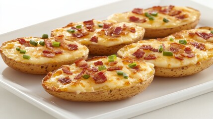 Baked Potato Skins with Bacon  Cheese  and Chives