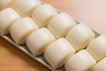 Chinese steamed white bun on plate