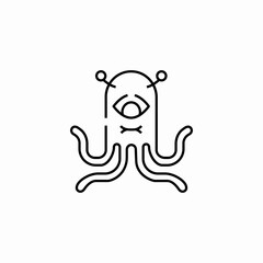 alien octopus icon sign vector
