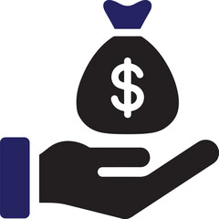 Money bag on the hand  icon