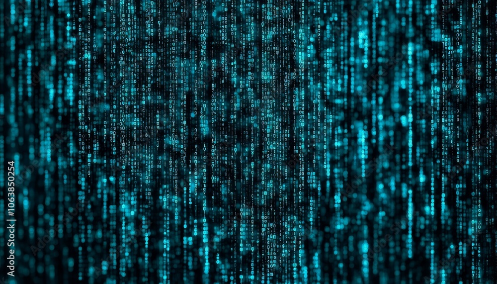 Aufkleber abstract green and black digital matrix background for technology or data concepts.