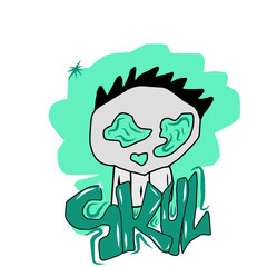 cartoon monster skull