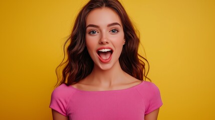 Obraz premium Teenager girl with shocked facial expression. Surprised face expression