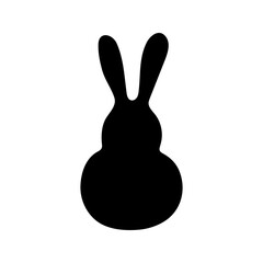 Adorable rabbit silhouette for easter decor. Funny, hand drawn illustration