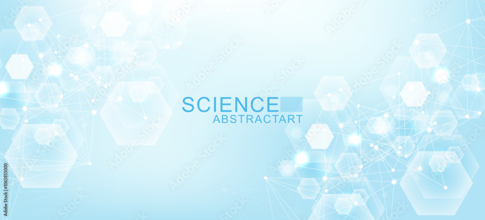 Canvas Prints modern health care abstract background with lines, dots and hexagons. medical innovation banner temp