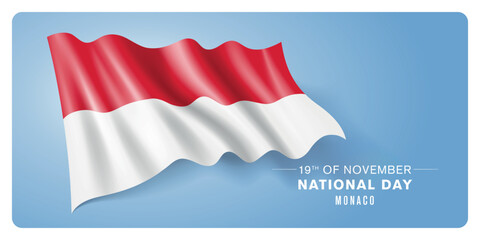 Monaco national day vector banner, greeting card