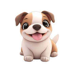 Obraz premium Cute cartoon puppy with a happy expression, isolated on a white background.