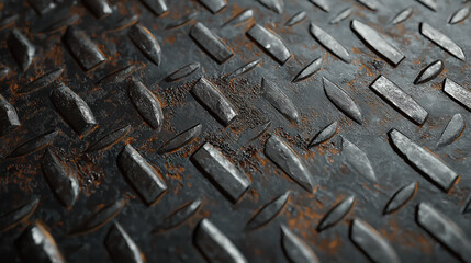 A close up of a rusted metal surface with a pattern of squares