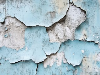 Obraz premium Distressed blue plaster wall with peeling paint.