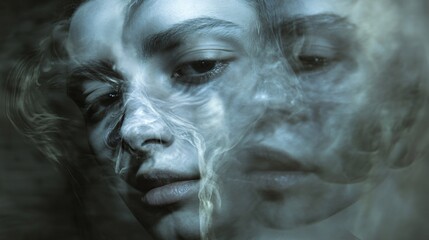 Obraz premium Ephemeral Whispers: A Portrait of Smoke and Shadow