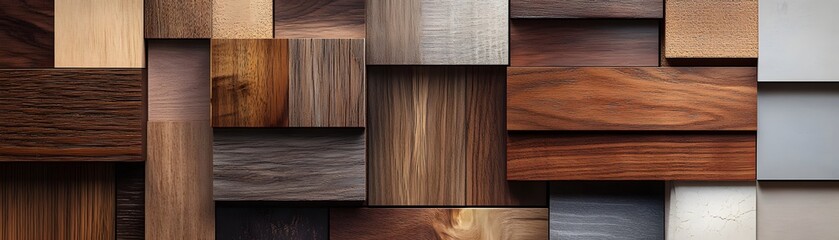 Abstract Wood Paneling with Varied Textures and Colors