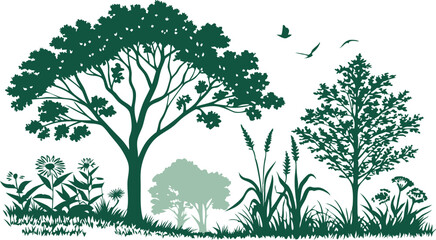 landscape tropical wallpaper design, watercolor texture, nature background.