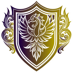 coat of arms with wings  a shield design with heraldic Vector Design and illustration