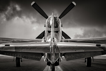 historical fighter plane on a runway