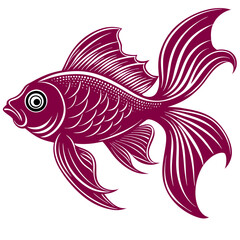 illustration of a fish isolated on white background a simple fish design with fins flowing Vector Design and illustration