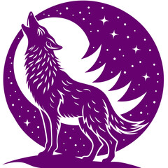wolf head illustration illustration of a wolf a striking wolf silhouette howling at the moon Vector Design and illustration